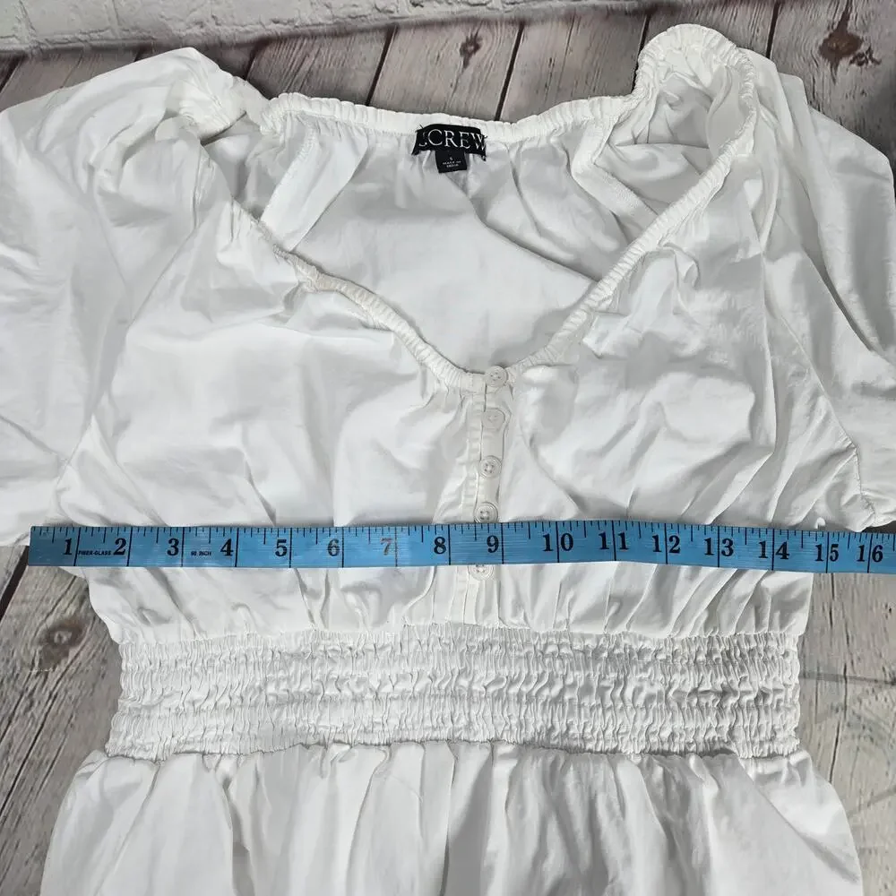 J. Crew V-Neck Midi Dress in Cotton Poplin in White S BR931‎
